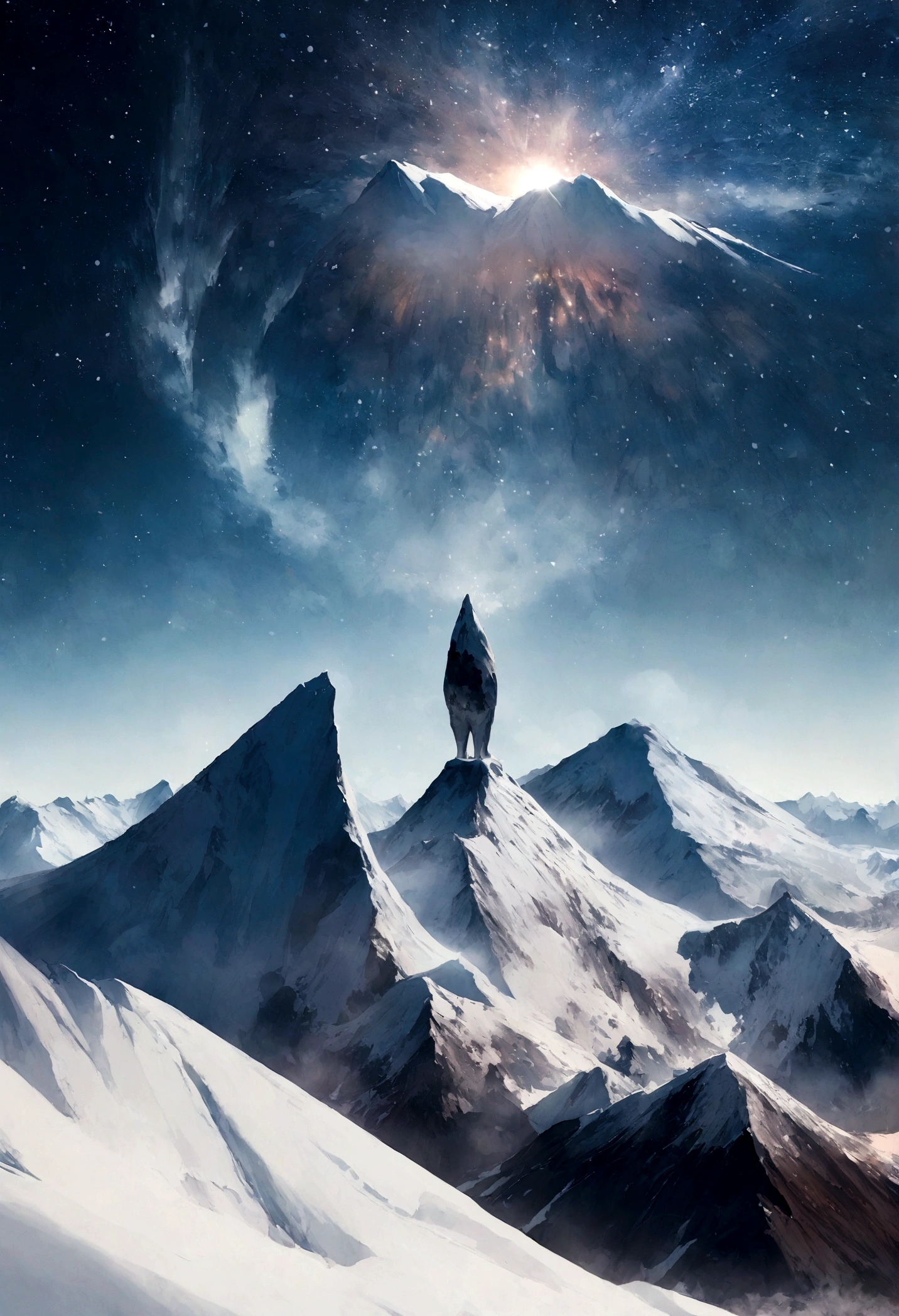Snow-capped mountain. Fuji Mountain，Under the stars，wonderful，Panoramic Figure