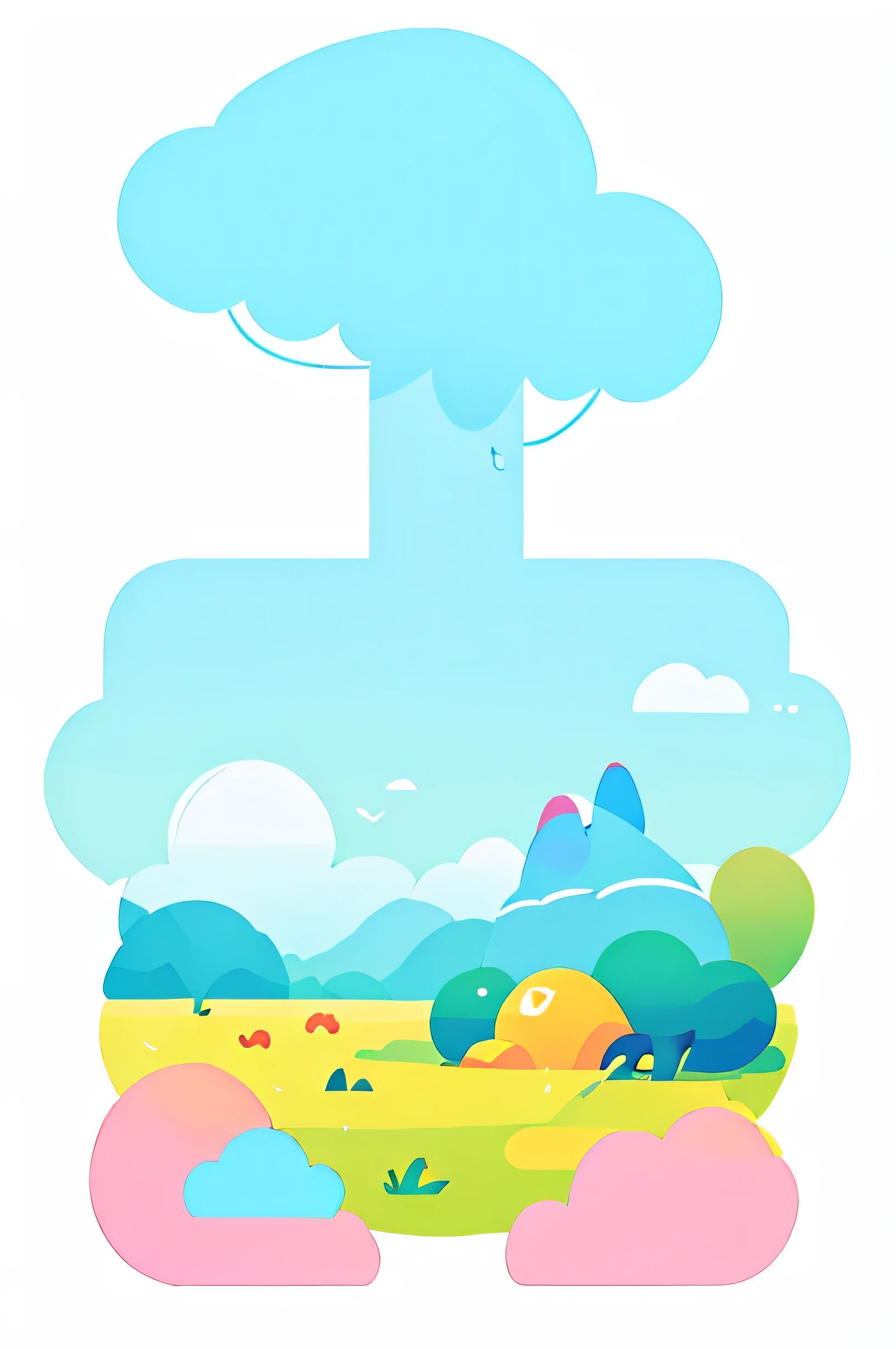 disney sryle cloud,few colours, bright,simple vector line arts,sketchbook colours,