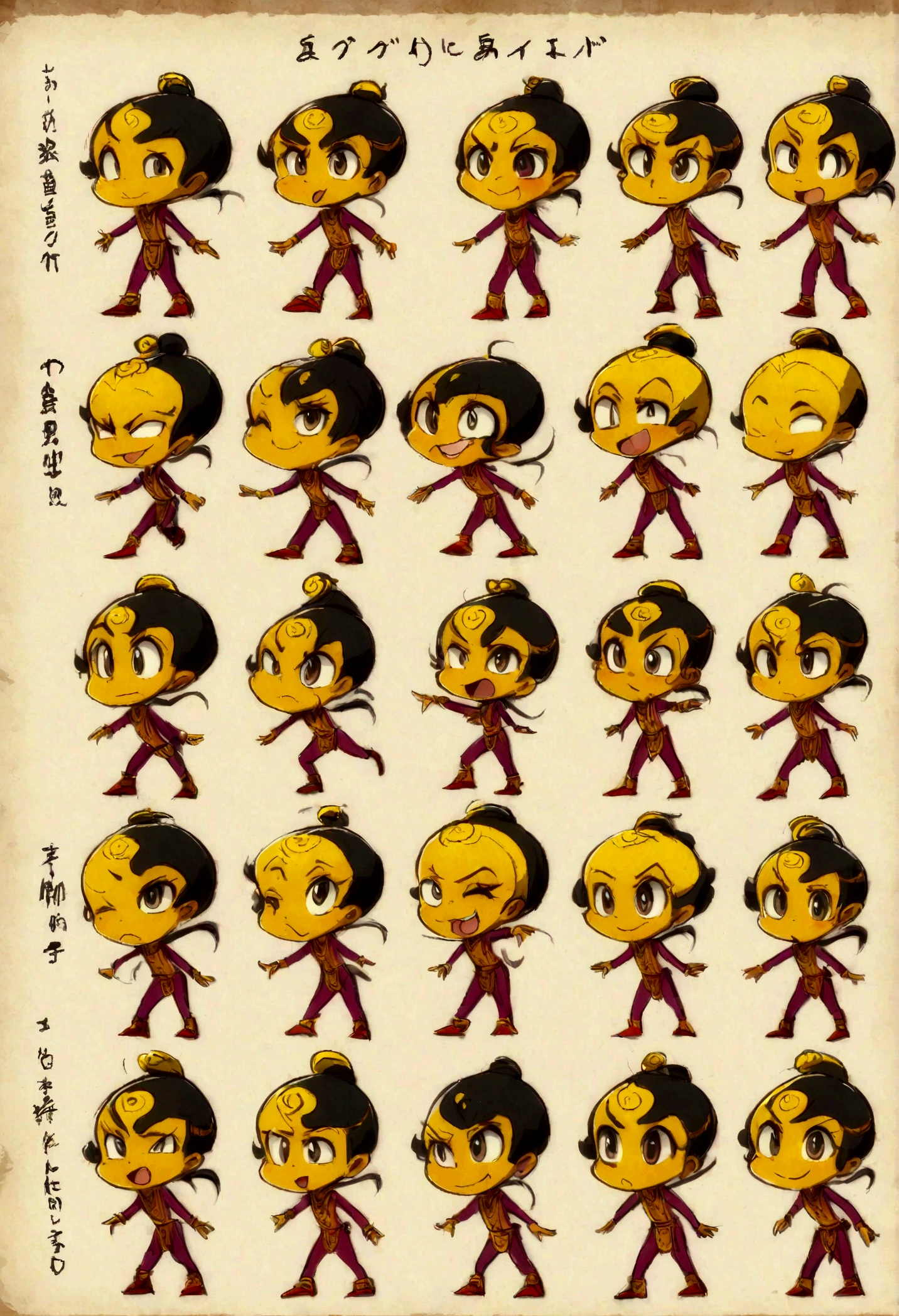 avana cartoon ,demon of ramayana,ten heads, funny shape dynamics, full body,character sheet, various poses,