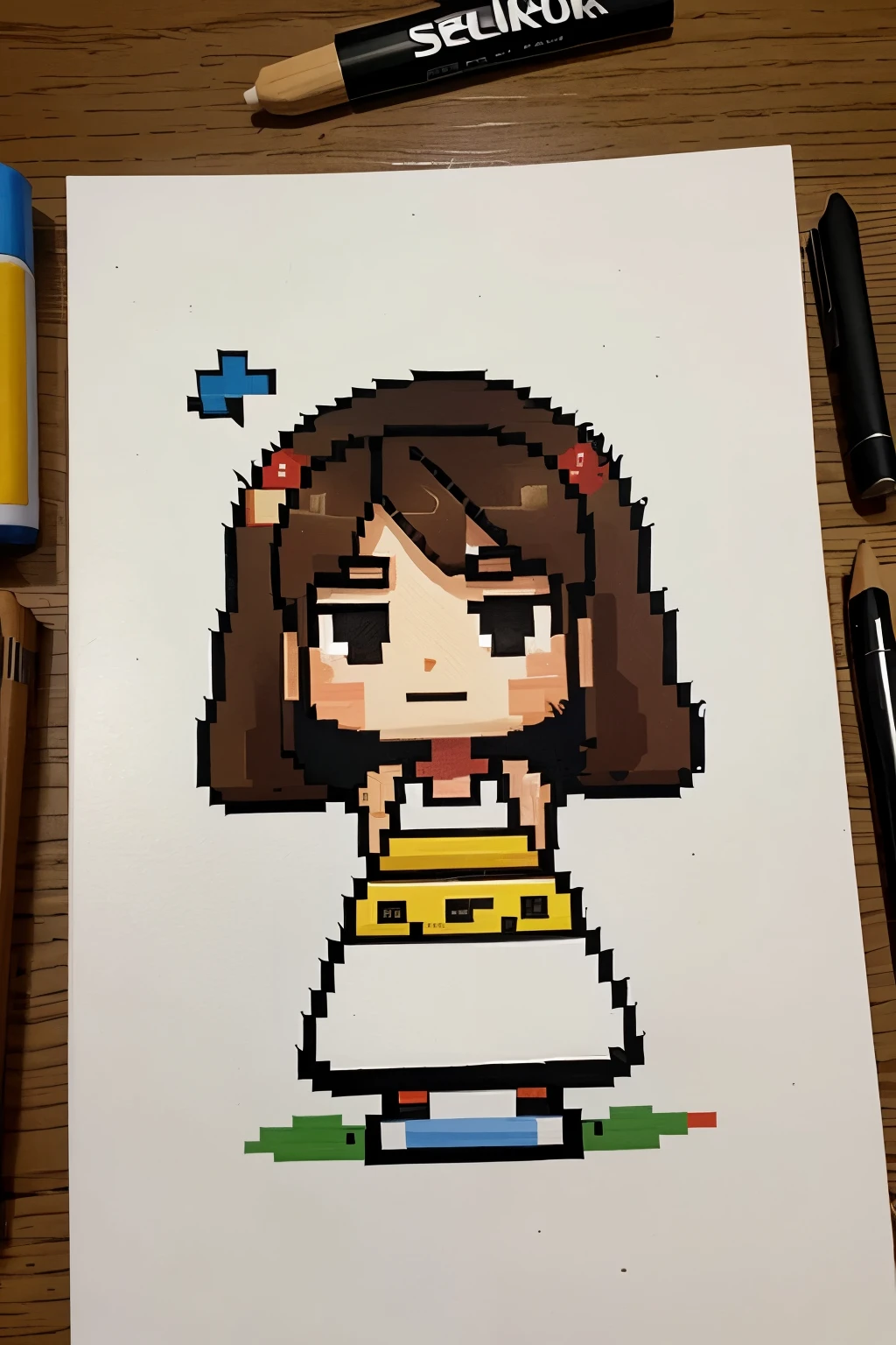 sekelompok doodle dengan kacamata pixel pergi liburan