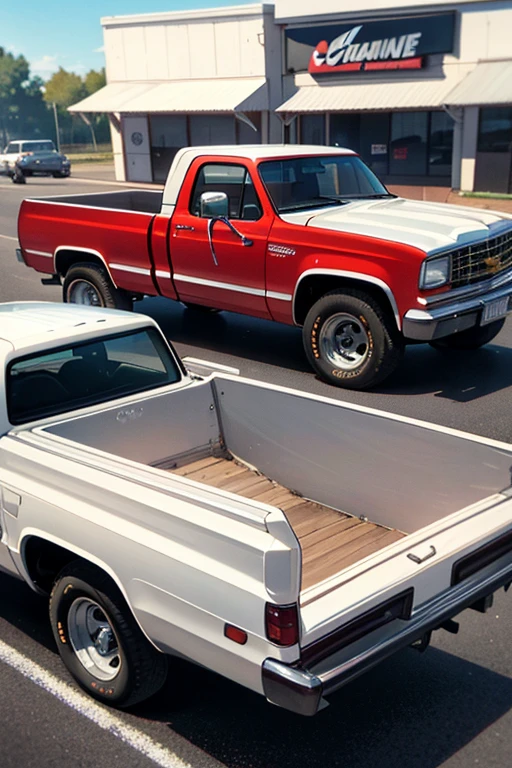 1985 Chevrolet Cheyenne Chevrolet K20 C10 Pickup Truck, Incredibly Detailed C 10.0, C 10.0, Vibrant - C 10, HD", Greg Rutkowski - C 1 0, Lowrider Style, Cinematic Front Shot, Strut! lowrider culture, trailerWhite Color white 