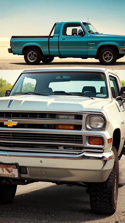 1985 Chevrolet Cheyenne Chevrolet K20 C10 Pickup Truck, Incredibly Detailed C 10.0, C 10.0, Vibrant - C 10, HD", Greg Rutkowski - C 1 0, Lowrider Style, Cinematic Front Shot, Strut! lowrider culture, trailerWhite Color 