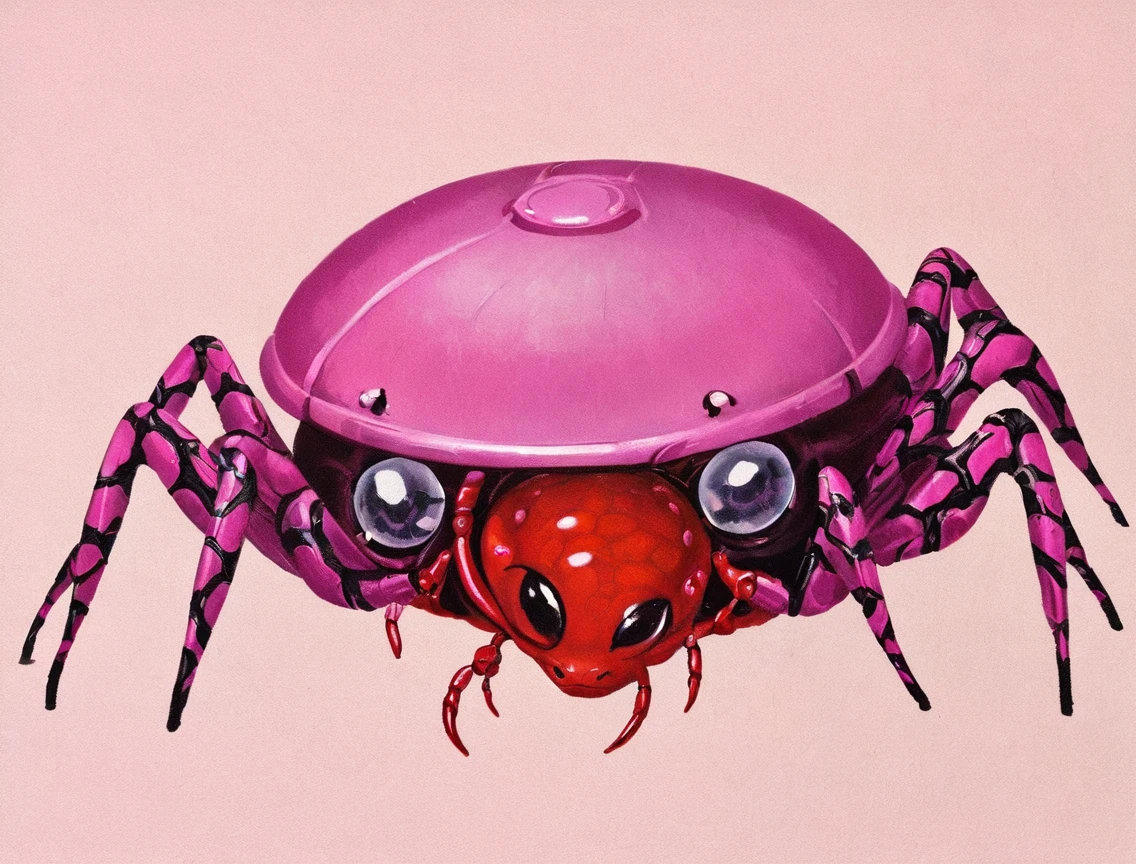 Pink Spider Robot inside Blood Spider Frog Snake 
