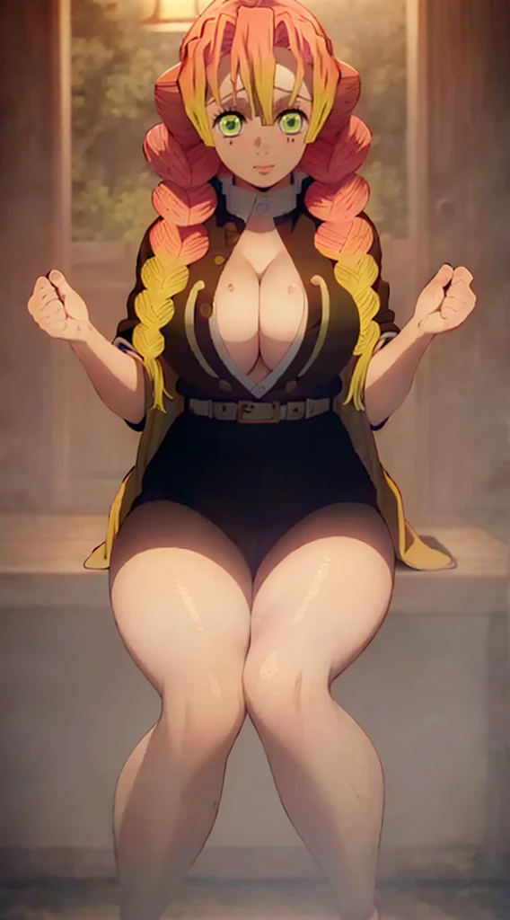 masterpiece, best quality, ultra-detailed, beautiful lighting, 1girl, milf, orange hair, green eyes