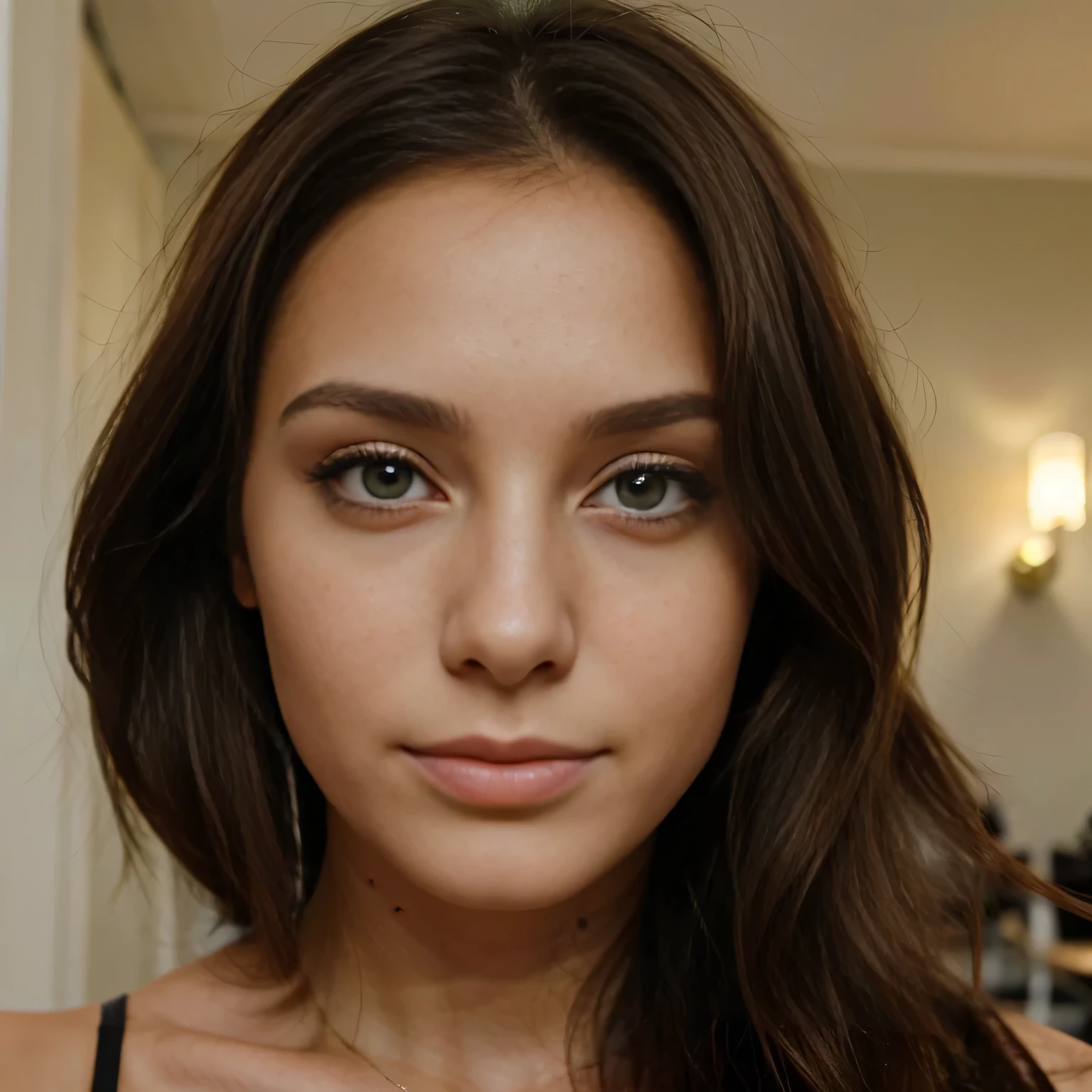 Femme européenne brune de 21 ans, aux cheveux longs et aux yeux verts
. Elle fait une jolie photo