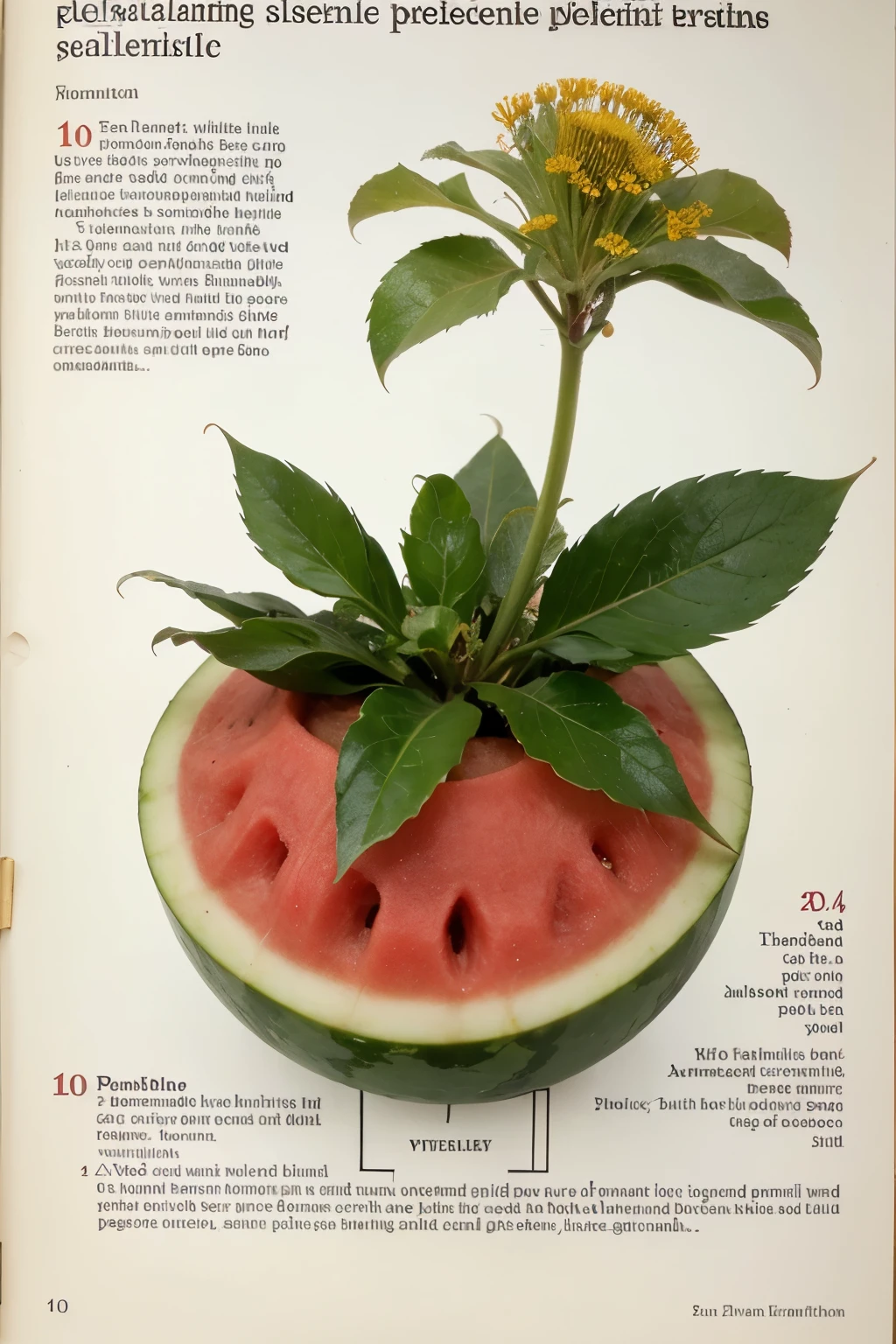 phenological stage of watermelon in a botanical representation
