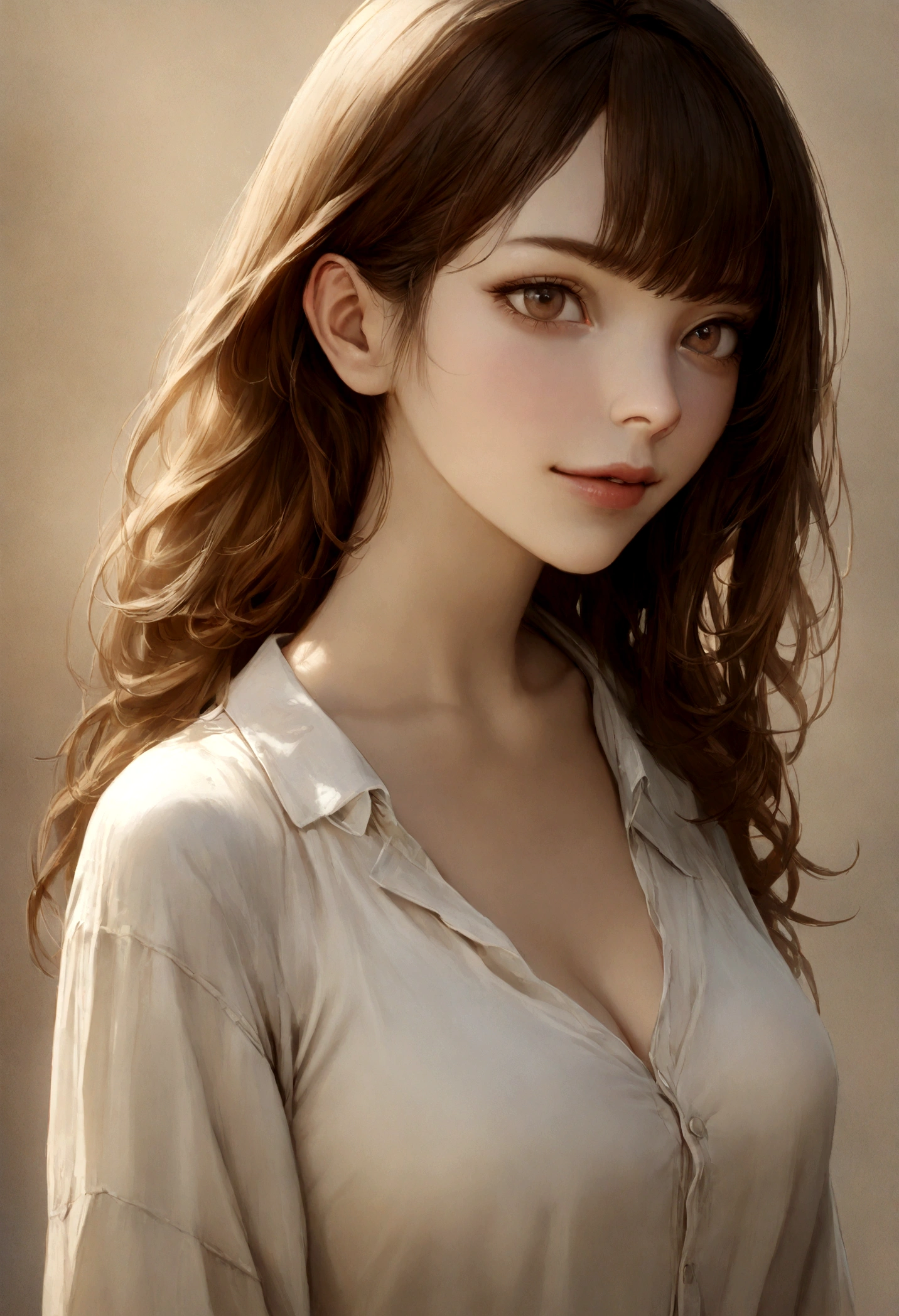 The city of Kyoto、Clear background、(( Realistic Light, highest quality, 8k, masterpiece: 1.3)), One girl, Slim Beauty: 1.4, Abdominal muscles: 1.1, (Brown Hair, Medium chest: 1.3), Casual shirts: 1.1, Super Fine Face, Delicate eyes, double eyelid, smile,