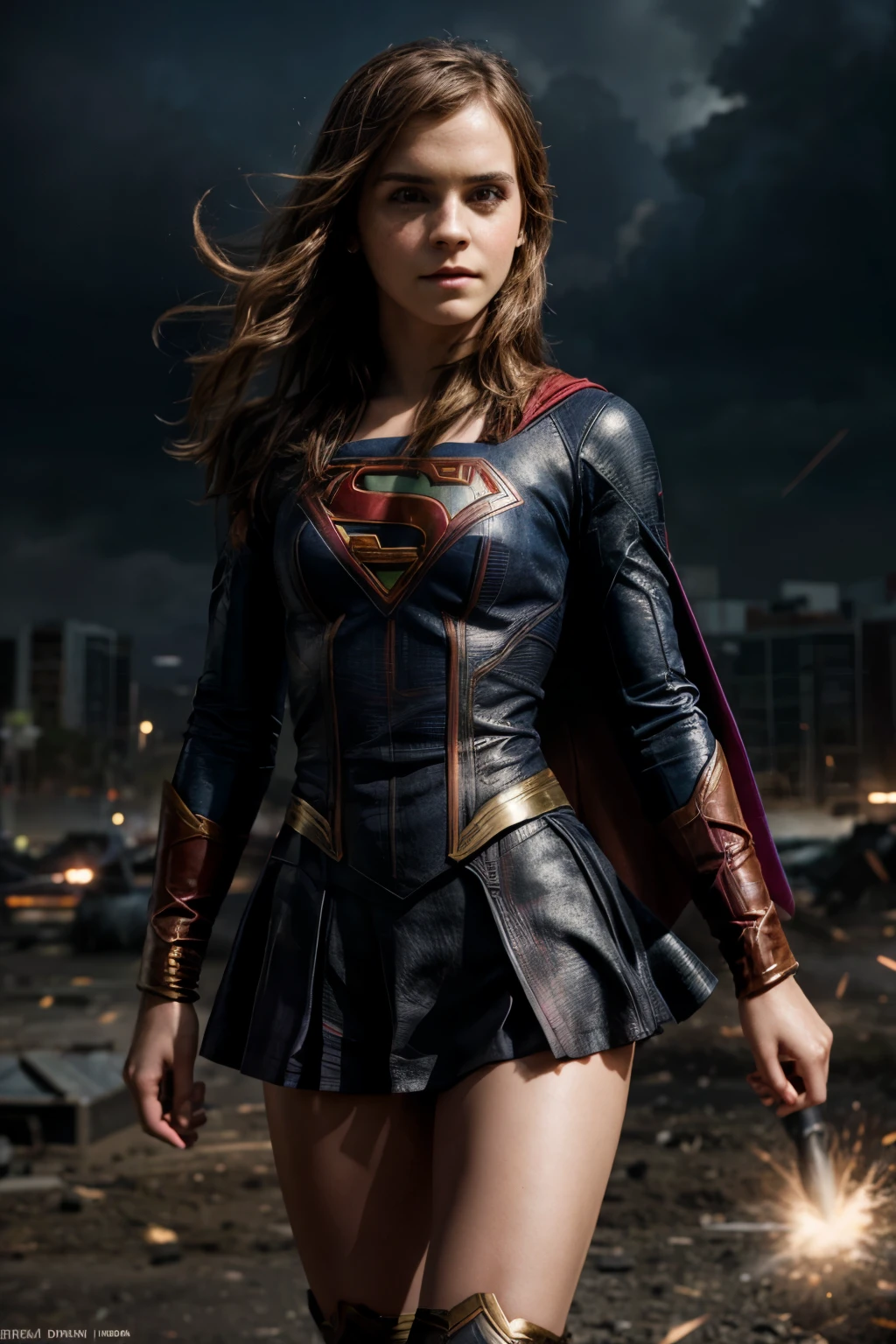Emma Watson como Supergirl, realista, High definition, ultra resolution, Fujifilm XT3, detalhado, 64 mil,   8k, renderings 