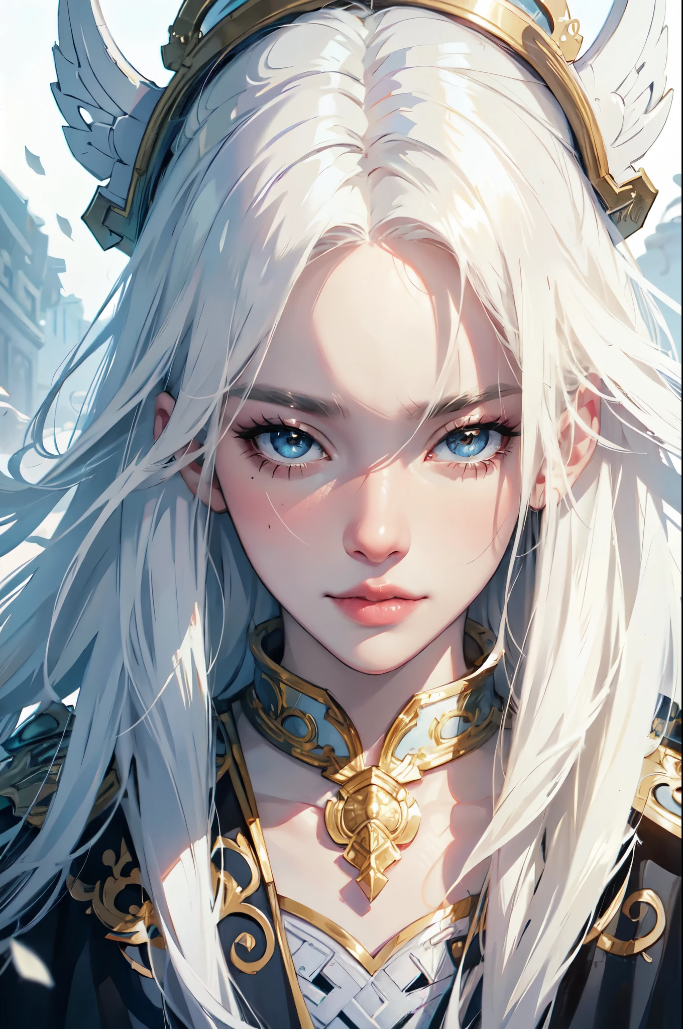 a close up of a woman with white hair and a white mask, beautiful character painting, guweiz, artwork in the style of guweiz, white haired deity, by Yang J, epic exquisite character art, stunning character art, by Fan Qi, by Wuzhun Shifan, guweiz on pixiv artstation, detailed face, detailed eyes, detailed hands