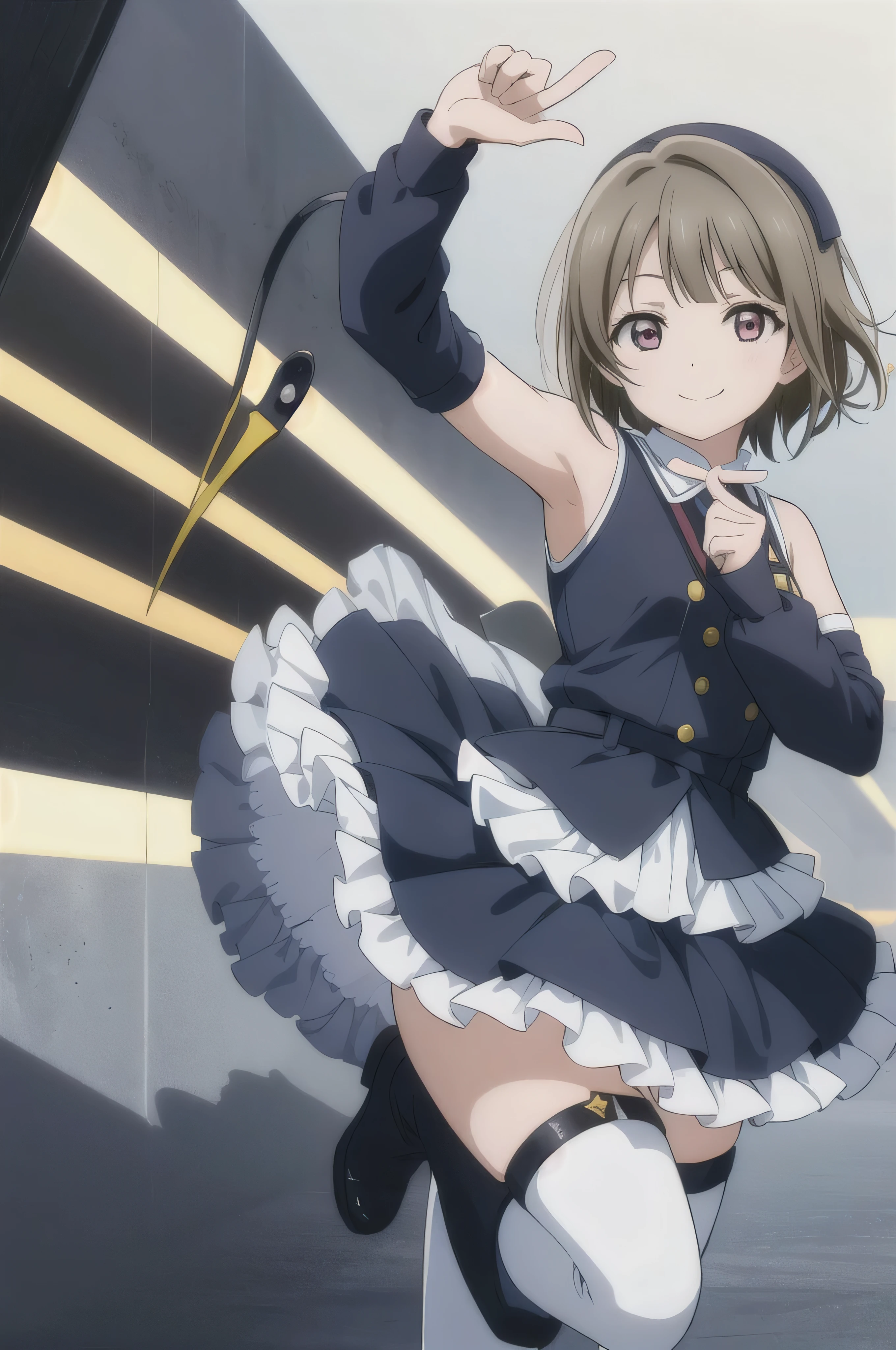 (highest quality, masterpiece:1.2), One girl, alone, cute, View Viewer, , Cowboy Shot
,nakasu kasumi, nijigasaki academy ,smile bad,smile worst,smile evil,evil smile,,shaded face,short hair,two hands,two legs,latex,latex finger,elbow gloves,thighhigh boots,five finger,