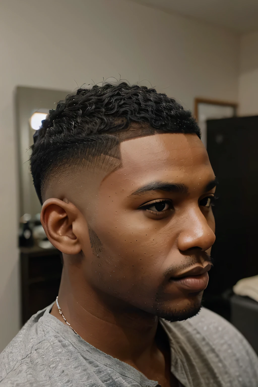 "Black man with a short fade haircut"