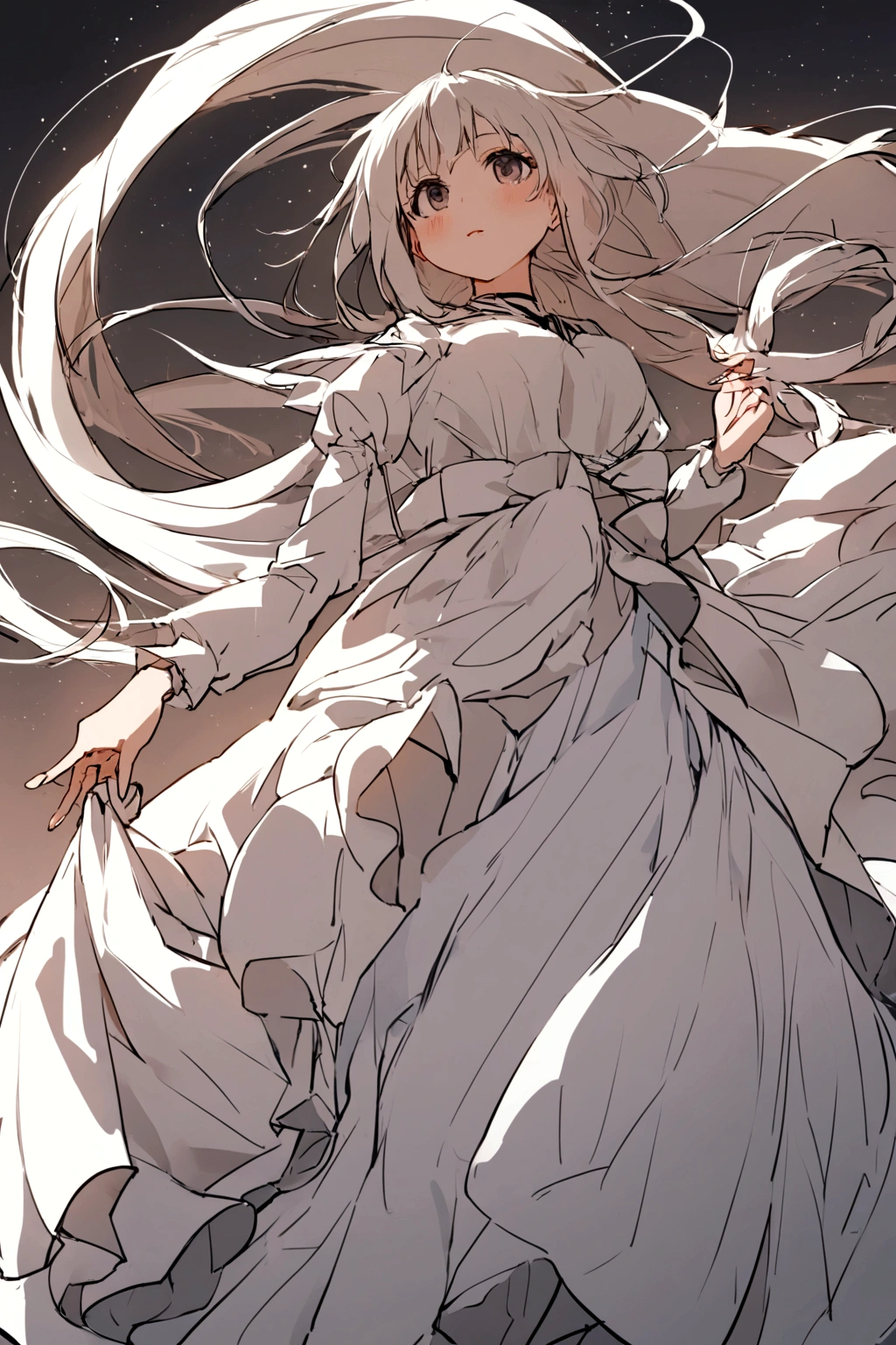 A strong wind exposes her white cotton panties、A strong wind exposes her white cotton panties、Kyoko Otonashi　Maison Ikkoku Low Angle、Long skirt、強風でHolding the flipping skirt with your hand、A strong wind exposes her white cotton panties、:((Holding the flipping skirt with your hand))
