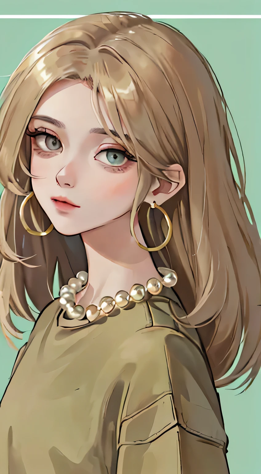 masterpiece:1.6, Best quality:1.4, real picture:1.2, complex parts:1.2, close-up portrait of a lady, One, (bags under the eyes:1.6),
appearance: mother:1.25, Slim:1.3, green eyes, , flat chest, keen eyes,
Apparel: (light brown trousers, black sweatshirt),
accessories: simple hoop earrings, shell necklace,
hair: (long blonde hair), грязные hair,
draw up: natural, glowing skin,
(simple background, themed background:1.3), (Extreme close-up:1.2),