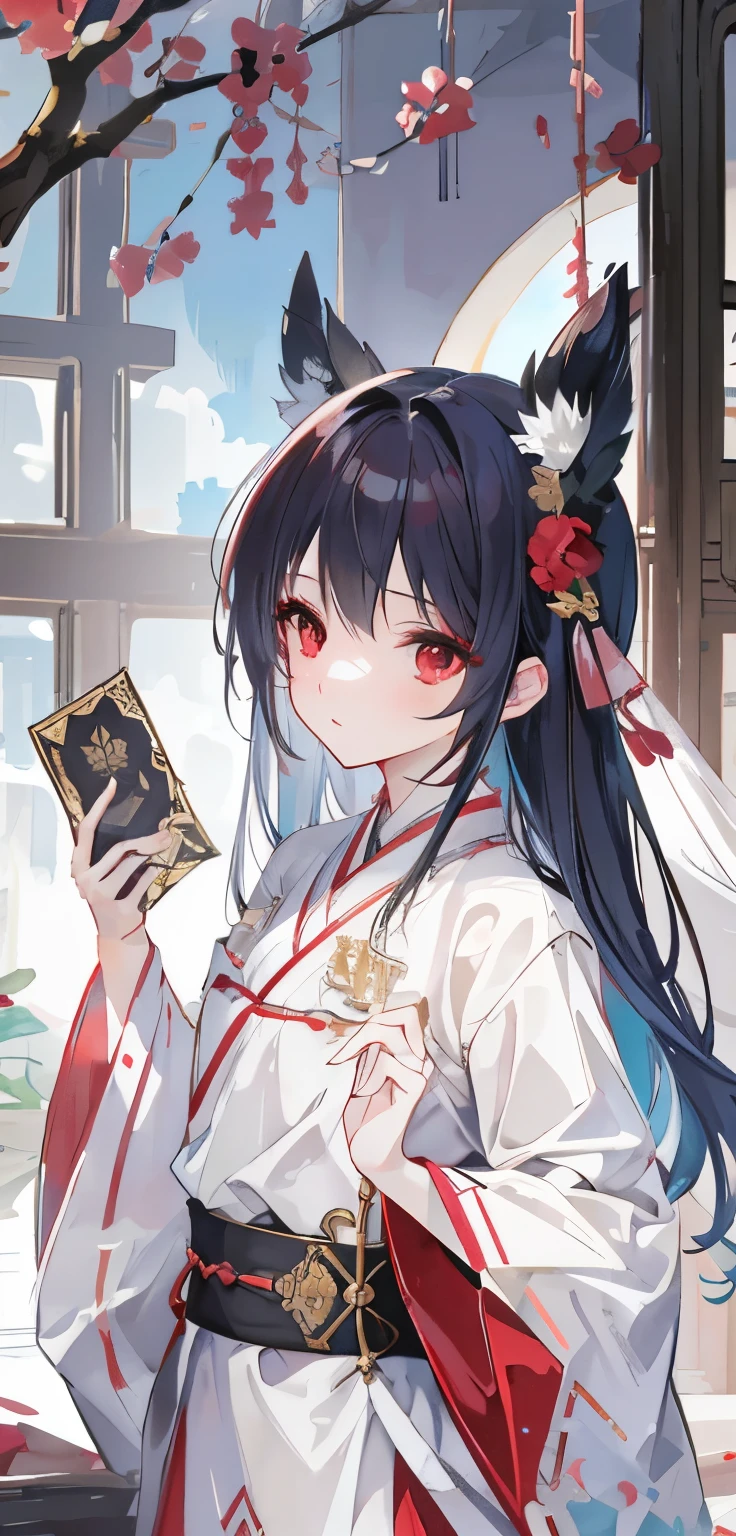 Very delicate and beautiful CG illustrations, highest quality, High resolution, Dynamic Angle, Full Body Shot, (One girl), Red eyes and long, straight white hair, floating, Soft Light, High key lighting),front