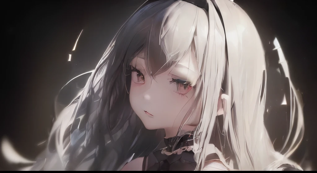 (Silhouette Art, Disconnect:1.6)
((( Disconnect art,A world where only black exists:1.3)

,1 girl,alone,
(Girl,Contour:1.2),white, The face is clear and beautiful,

rest
(The background of the destroyed world)
Textured glass background,Insanity，Feeling fear、