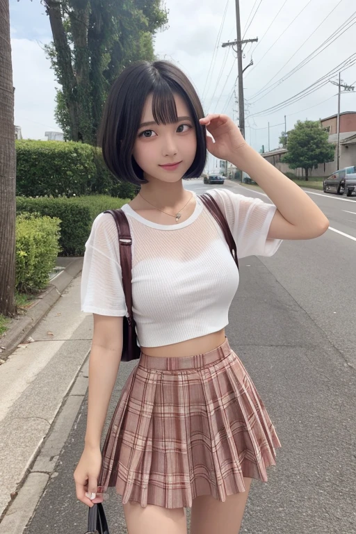 Cute Girls､high school girl､Bob Hair､See-through､mini skirt