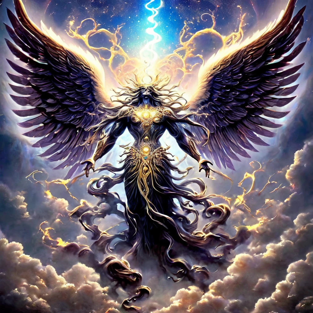 The fusion of the Angel of Life and the Angel of Death creates a being that embodies the cycle of existence. This new entity stands as the Guardian of Balance, overseeing the transitions between life and death with compassion and understanding. It serves as a reminder that both forces are interconnected and necessary for the harmony of the universe. With wings that reflect both light and shadow, this figure symbolizes the dual nature of existence and the eternal dance between creation and destruction. The fusion inspires acceptance of change and the beauty found within the mysteries of life and death.Add Raw Photo, Professional CGI renderings and Akira Toriyama style to the prompts