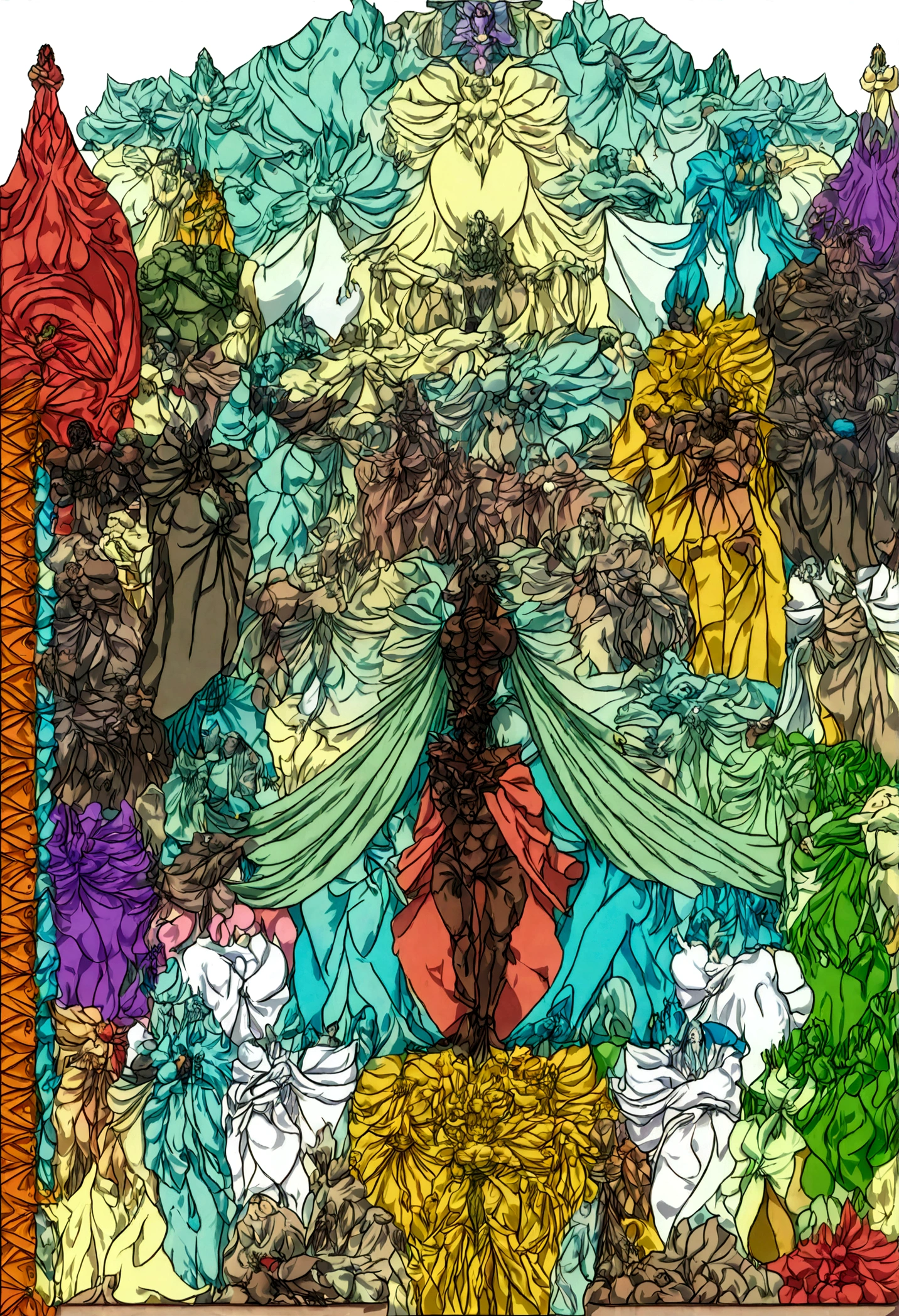 Crie uma obra de arte em 3D de um homem celestial usando um roupa branca adornado com (((detalhes intrincados))). A obra deve incorporar a (((best possible quality))), with an emphasis on (((detalhes extremos))) e uma (((Complex composition))). Utilize uma paleta de cores que reflita uma aura celestial, com tons suaves de azul, Ethereal white and subtle touches of gold. Make sure the composition exudes a sense of otherworldly beauty and tranquility. Inspire-se em artistas como (((H.R. Giger))), (((ZBrushCentral))), e (((Vitaly Bulgarov)))