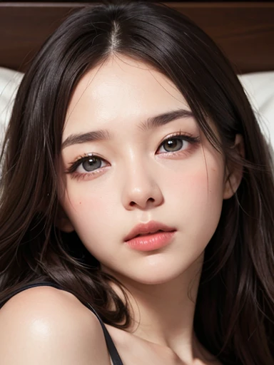 (sleeping on my back:1.3), (anatomically correct fingers:1.3), masterpiece、(professional portrait、professional writing)、Detailed workmanship、high resolution、(8K, High resolution:1.2)、(RAW, photorealistic:1.3)、highest quality, slender body shape、high definition face、Face is in focus、high definition eyes、(Focused, symmetrical pupils:1.2)、High-definition and beautiful skin、firm skin、natural makeup、gross lip, High-definition hair texture、(I&#39;m hiding my chest with my arm:1.3) break (nursing clothes、nurse uniform:1.3) BREAK Japanese women、17 years old、very cute, sexy face, (very embarrassed:1.3), (blush:1.3), (A face that looks like it&#39;s about to cry:1.3)、Staring at the camera:1.2、(color々Easy shooting angle:1.3)、medium breast, NSFW, cleavage, naked, nude