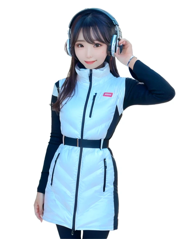 masterpiece, highest quality, Very detailed, 8K Portrait,Japanese Android Girl,plump , Control panel,Robotic arms and legs, Blunt bangs,,break (Metallic Gray, Metallic luster, Mirror finish, Astro Best):5,headphone:5,break (Black sleeves):100,Smart Watches,Futuristic space station,Control Room,break headphone,blue eyes,(Black Hair):2,(Long Hair):1.3,View the viewer,(respirator),break blush:3,Hidden Hand,smile