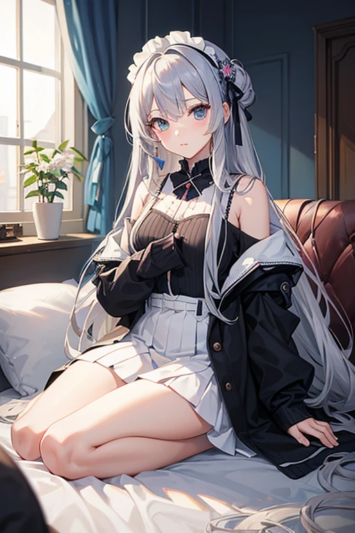 masterpiece, highest quality, High resolution,Follow the prompts、Anime Style、Silver Hair、Long Hair