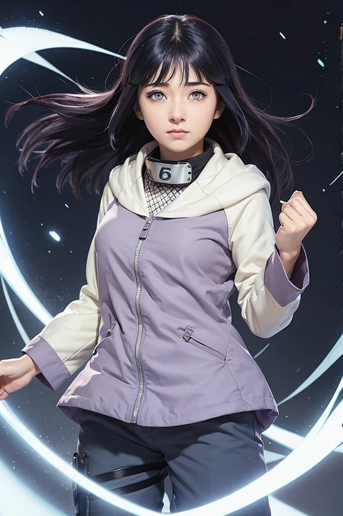a close up of a person with long hair and purple clothes, realistic clothes, hinata hyuga, hinata hyuga from naruto, from naruto, as an anime character, perfect anime face, she has dark blue hair with bangs, female anime character, anime character, anime best girl, hime cut hairstyle, dark blue hair, big breasts, (red glossy lips:1.3), light purple eyes, byakugan eyes