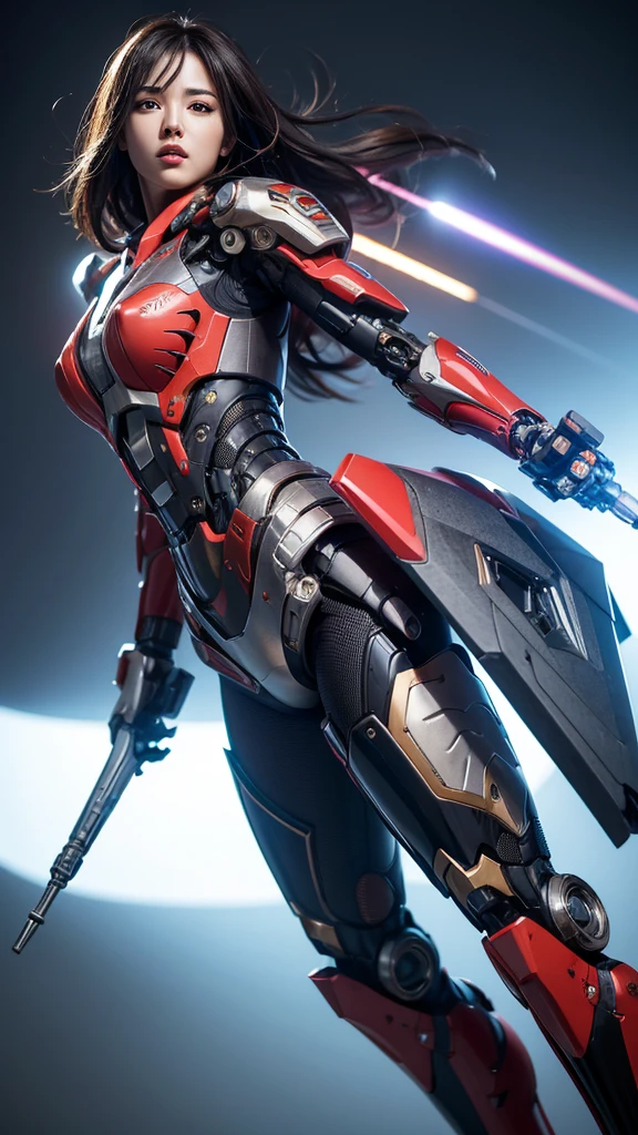 Textured skin, Super Detail, high details, High quality, Best Quality, hight resolution, 1080p, hard disk, beautiful,(War Machine),(Rocket Missile),Beautiful Cyborg Woman,Mecha Cyborg Girl,Battle Mode,Girl with a mecha body,A powerful cyborg woman, sleek and futuristic, with advanced mechanical augmentations that enhance her strength and capabilities.