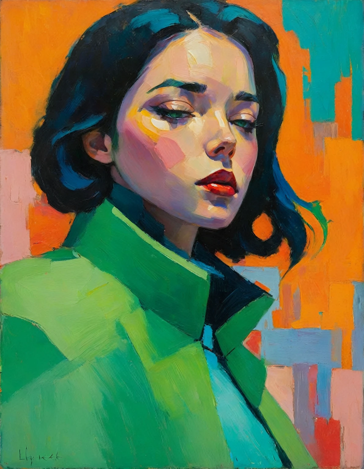 Create an evocative oil painting inspired by Malcolm Liepke, based on the provided image. Capture the intense, introspective expression of the young subject using thick, expressive brushstrokes and a muted color palette. Highlight the emotional depth and vulnerability in the subject's gaze, emphasizing the play of light and shadow on their face. Maintain a simple, textured background that complements the subject's contemplative presence. Focus on the tactile quality of the oil paint to convey the raw emotion and intimacy characteristic of Liepke's style.