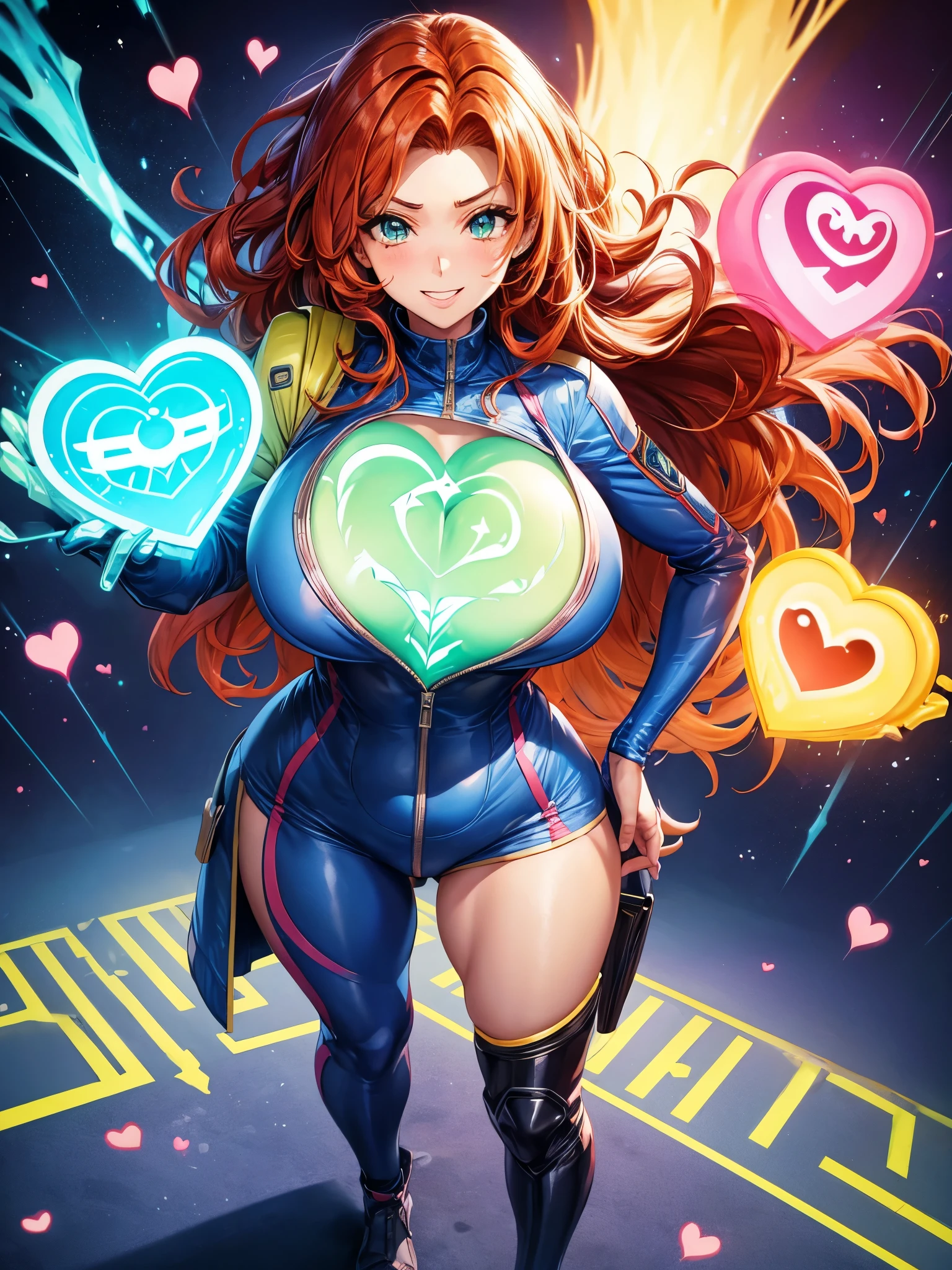 score_9, score_8_up, source_anime,
BREAK,
happy and in love, smile, looking at viewer, Expressiveh, huge , Starfire from DC, vault jumpsuit, Nuka cola, 1girl, solo, wide hips, blush, text bubble, hearts, steam, heat, green magic, glowing eyes,
standing, standing straight, one hand on hip,
day, fallout poster,