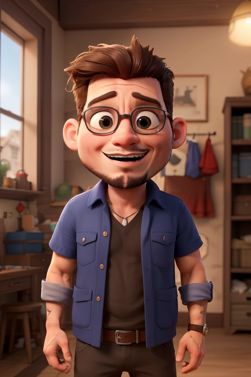 Um rapaz com barba no estilo Johnny Depp, with a gamer scenario. The boy is a little overweight, tem cabelo curto meio ondulado