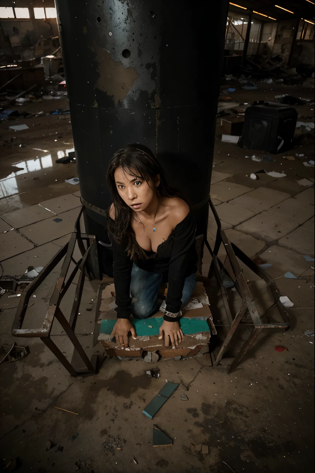 (Best quality, 8k, 32k, Masterpiece, UHD:1.2) (Best quality, 8k, 32k, Masterpiece, UHD:1.2) "Transform the scene into the desolate and mysterious environment of Meteor City from Hunter x Hunter. Picture an expansive, dystopian landscape marked by the presence of endless piles of discarded items and debris. The horizon is dominated by towering heaps of rusted metal, broken machinery, and forgotten relics from the outside world.

The ground is uneven, covered with a thick layer of dirt and ash, interspersed with shards of glass, crumpled papers, and discarded electronics. The air is heavy with the smell of rust and decay, creating an atmosphere of neglect and abandonment.

The sky overhead is often gray and overcast, adding to the bleak and somber mood. Occasionally, shafts of weak sunlight pierce through the clouds, casting long, eerie shadows over the terrain. In the distance, makeshift shanties and ramshackle structures built from salvaged materials form a patchwork settlement where the inhabitants of Meteor City live.

Despite the harsh environment, there is a sense of resilience and survival. Small pockets of green can be seen where determined plants have managed to grow amidst the rubble. These rare patches of life contrast starkly with the surrounding desolation, hinting at the tenacity of Meteor City’s residents.

Graffiti and makeshift art cover some of the larger structures, telling stories of those who have lived and struggled here. Abandoned vehicles and remnants of old buildings create a haunting, post-apocalyptic feel.

Capture the essence of Meteor City by emphasizing its vast, trash-filled expanse, the stark contrast between decay and survival, and the resilient spirit of its inhabitants. The scene should evoke a sense of desolation, mystery, and the harsh realities of life in a place forgotten by the rest of the world."