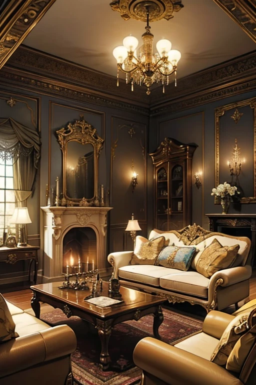 Interior, victorian Manor with reliquies, (((Nigth))), (((moonligth enters the living room)))