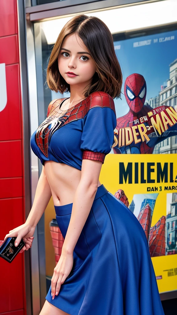 Jenna Louise Coleman、マーベルコミックの映画Poster、so beautiful、Movies about Spider-Man、sexy、whole body、Wearing a skirt、Premiere Date、Poster、belly buttonを突き出す、new york、She's wearing a ripped Spiderman suit、The suit is torn、Wearing a skirt、Red and black color scheme、dynamic、masterpiece、highest quality、Super detailed、Very detailed、Delicate and beautiful shine、Ultra-high resolution、Cinematic、break、breakドロップ、(Torn clothes:1.5)、(Wet clothes:1.4)、Bare shoulders、Real Rain、Wet Hair、belly button、Exposed Skin、sexyな肩を披露