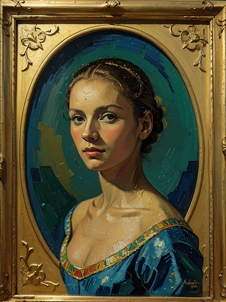 pintura de oleo al relieve de Alicia Alonso al estilo Vincent Van Gogh