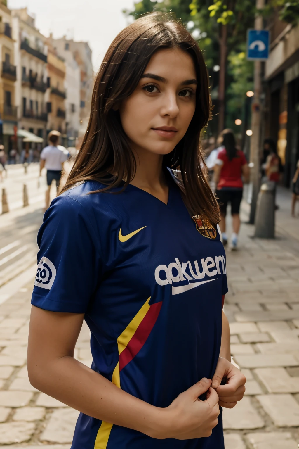 Girl with FC Barcelona t-shirt with Alex&#39;s name on the back