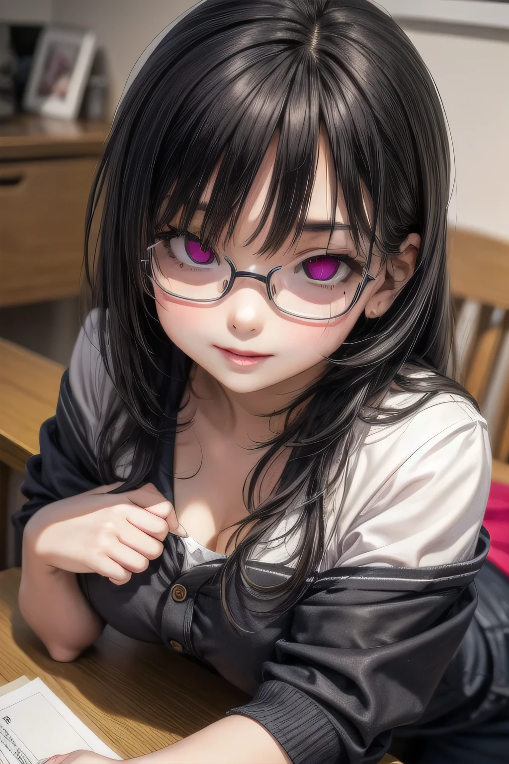 (Tabletop:1.0), (highest quality:1.4), (High resolution:1.2), from side,Sharp contours, boyish, highest quality, masterpiece,Glasses,Voice of the Heart,20-year-old woman,yandere,nsfw,Big Breasts,on bed,nude,facial,excessive cum,press my chest together,lie face down,upper body,on bed,ecstasy,saliva,blush,squinting,heterochromia,