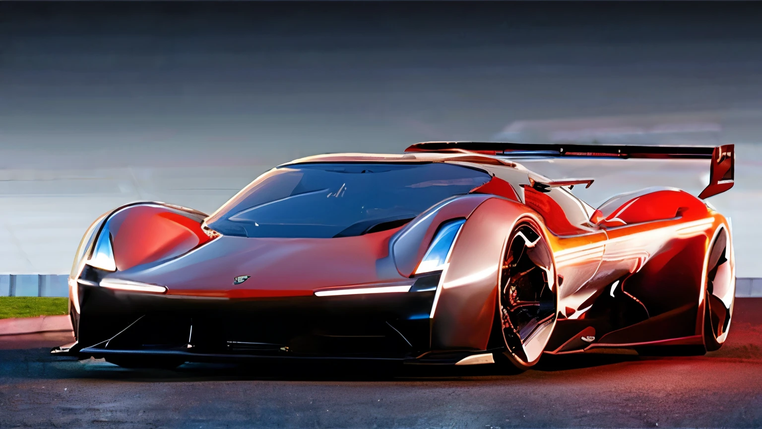 red car, concept design, electric hypercar car, super race car, 4k, realistic, high quality, beautiful car, cyberpunk, dark wheels