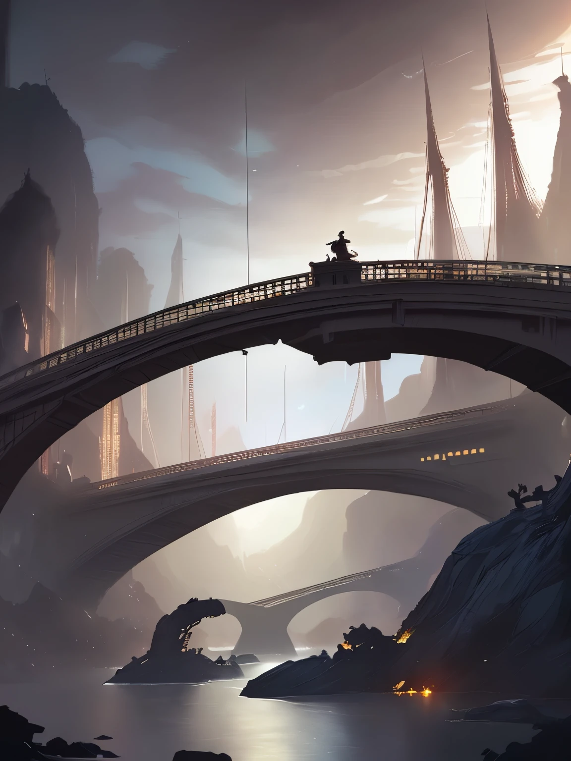 A bridge connecting the world, grow, close, detailed, Sharp focus, elegant, Very detailed, figure, complicated, beautiful, Trend Art Station, Pixiv, Digital Art, By Jordan Grimmer and Greg Rutkowski, Wow, Studio Ghibli, final fantasy