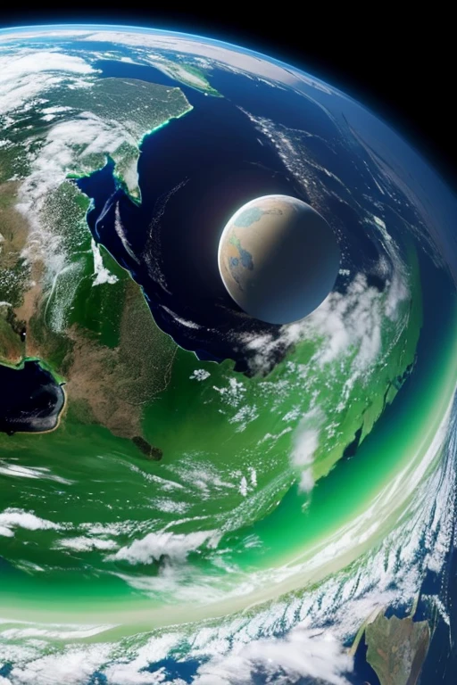 1 planeta,verde esmeralda,seen from space 