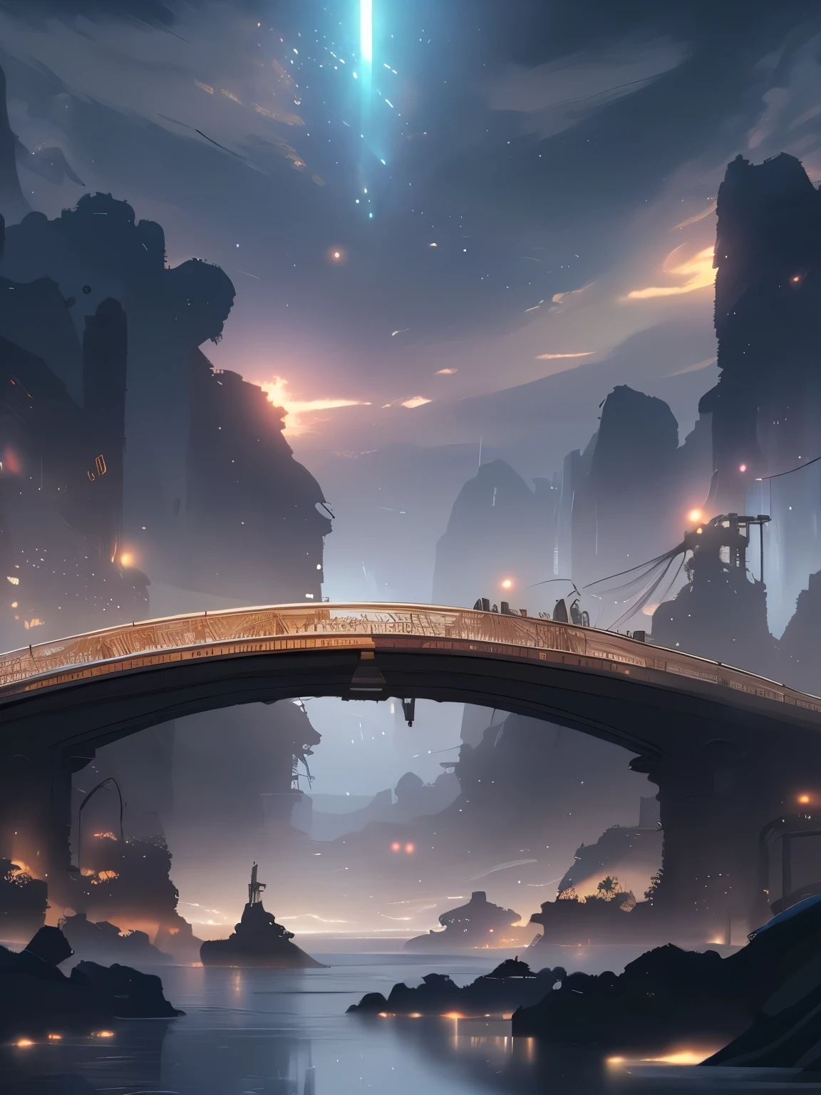 A bridge connecting the world, grow, close, detailed, Sharp focus, elegant, Very detailed, figure, complicated, beautiful, Trend Art Station, Pixiv, Digital Art, By Jordan Grimmer and Greg Rutkowski, Wow, Studio Ghibli, final fantasy