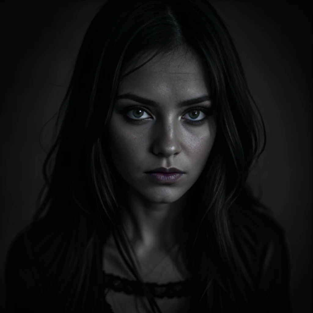 a mean girl, 1girl, beautiful detailed eyes, beautiful detailed lips, extremely detailed face and expression, intense gaze, dark makeup, long dark hair, gothic ta dress, black and white, dramatic lighting, cinematic, dark moody atmosphere, (best quality,8k,highres,masterpiece:1.2),ultra-detailed,(realistic,photorealistic,photo-realistic:1.37),dramatic lighting,chiaroscuro,dark moody colors