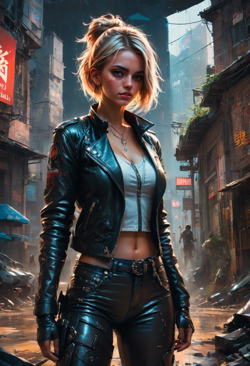 bad Girl, Mean Girl, cool Girl, leather clothing, by Ismail Inceoglu, best quality, masterpiece, very aesthetic, perfect composition, intricate details, ultra-detailed