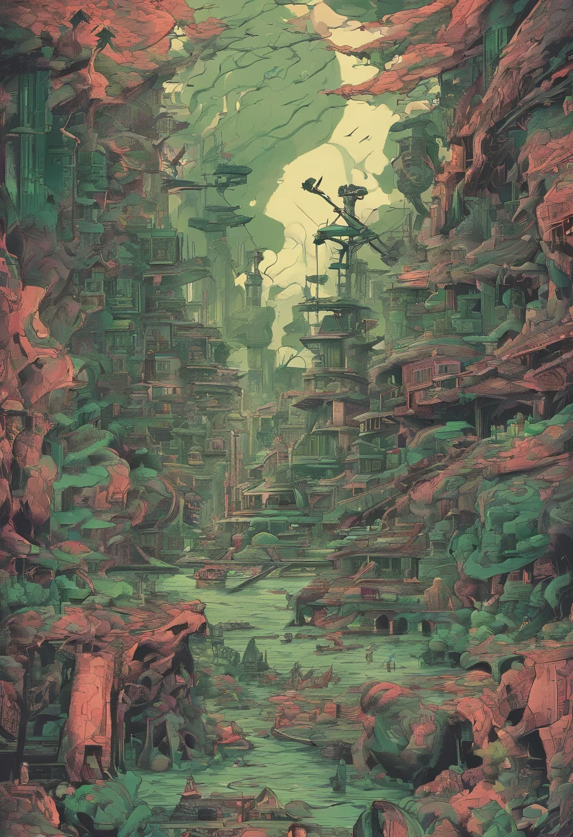 (no text), hyper-maximalism, grunge, surreal, There's a fire in my gut, a map in my mind, and a target on my back. They can call me stubborn, but I call it relentless.. dark green lighting, surreal, maximalist detail, ultra unique natural textures, slight imperfections, vray