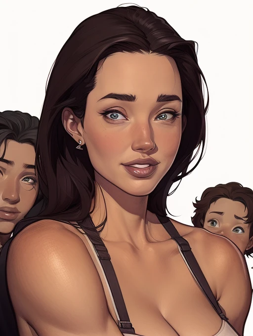 arafed retrato modo retrato por Angelina Jolie , by Monica Bellucci, por Ana d'armas , por Jennifer Connelly, by Jessica Alba, Happy family, retrato de alta qualidade, detailed illustration portrait, arte oficial, Commission, por, Retrato colorido detalhado