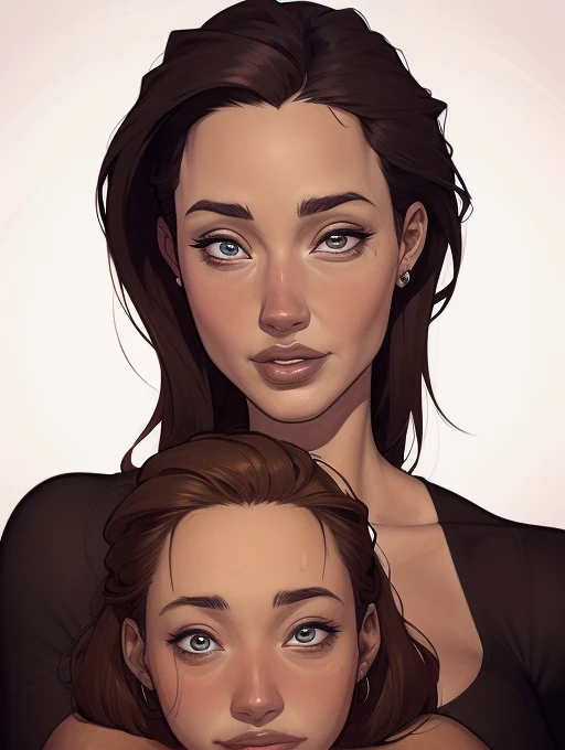 arafed retrato modo retrato por Angelina Jolie , by Monica Bellucci, por Ana d'armas , por Jennifer Connelly, by Jessica Alba, Happy family, retrato de alta qualidade, detailed illustration portrait, arte oficial, Commission, por, Retrato colorido detalhado