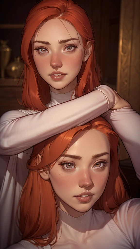 a close up of a woman loira with sardas on her face, sardento pale skin, with sardas, light sardas, light cute sardas, very light sardas, hint of sardas, elegant sardas, sardento, ginger hair with sardas, cute sardas, red hair and sardas, sardas, sardas!!!, soft sardas, sardento face, rosy cheeks with sardas, white sardas