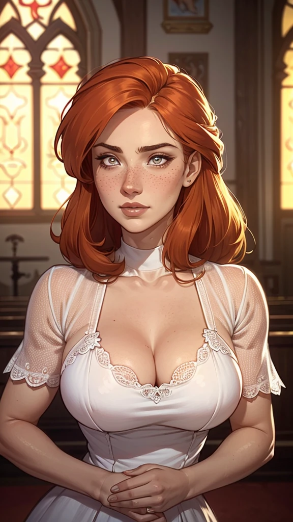 ((ultra detalhado, Obra de arte, melhor qualidade))
W3Yennefer, 1 garota, Sozinho, olhos roxos, vestir, vestindo um traje de casamento deslumbrante, bridal veil, dentro de uma bela igreja, with her hands on her hips close up of a blonde woman with freckles on her face, sardento pale skin, with sardas, light sardas, light cute sardas, very light sardas, hint of sardas, elegant sardas, sardento, ginger hair with sardas, cute sardas, red hair and sardas, sardas, sardas!!!, soft sardas, sardento face, rosy cheeks with sardas, white sardas