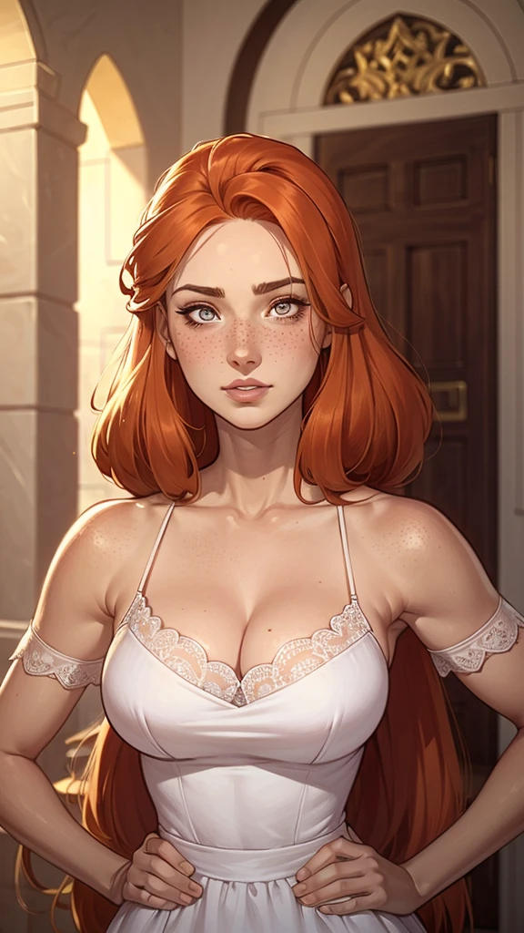 ((ultra detalhado, Obra de arte, melhor qualidade))
W3Yennefer, 1 garota, Sozinho, olhos roxos, vestir, vestindo um traje de casamento deslumbrante, bridal veil, dentro de uma bela igreja, with her hands on her hips close up of a blonde woman with freckles on her face, sardento pale skin, with sardas, light sardas, light cute sardas, very light sardas, hint of sardas, elegant sardas, sardento, ginger hair with sardas, cute sardas, red hair and sardas, sardas, sardas!!!, soft sardas, sardento face, rosy cheeks with sardas, white sardas