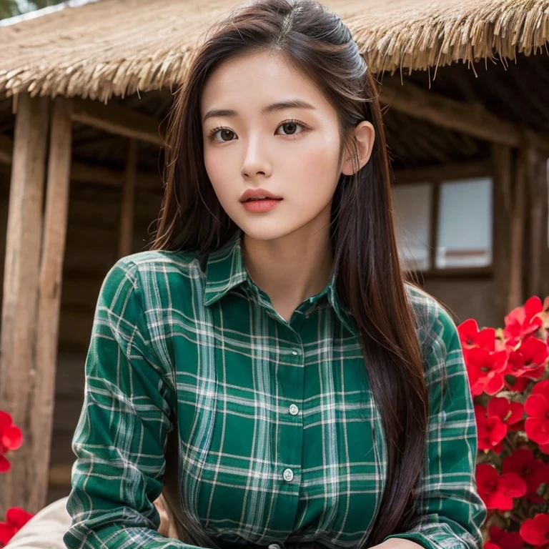 (Best quality, 8k, 32k, Masterpiece, UHD:1.2), (realistic:1.5), (masterpiece, Extremely detailed CG unity 8k wallpaper, best quality, highres:1.2), (ultra detailed, UHD:1.2), hyper sharp focus, Photo of extremely cute and beautiful Korean woman, (Korean idol face:1.3), (mahogany long wavy hair:1.2), adult, (detailed beautiful girl:1.4), best quality, woman, adult,  ((spread leg pose)), focus on face, looking at viewer, facing the viewer, ((perfect female body)), (narrow waist:1.05), (cowboy shot), slender, abs, face ring light, face light, detailed human body, (nsfw:1.4), (happy), ((model body)), sexy student, ((thai_girlscout_uniform)), little hairy pussy, ((random location)), (lift her shirt to show her naked breast and naked pussy)