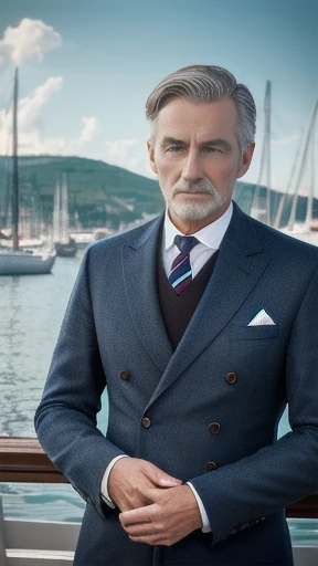 color photo German man, regatta focus on the character face, color photo.
